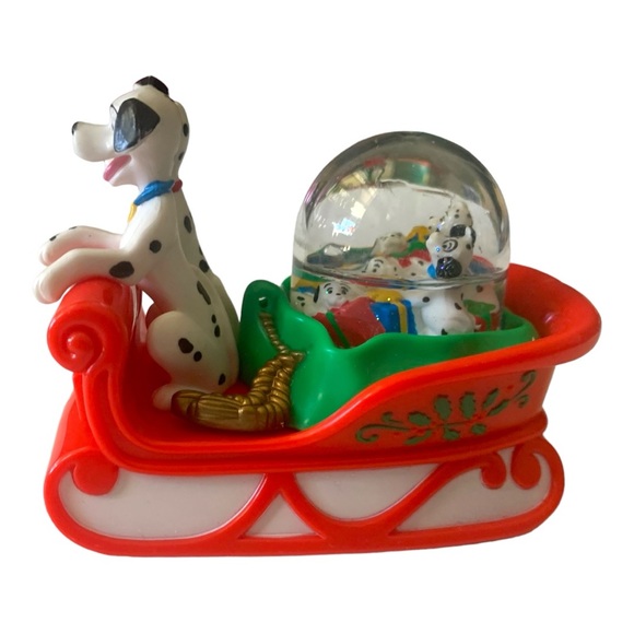VTG 1996 Disney 101 Dalmatians Sleigh & Snowman Water Globe Toys xmas Ornaments - Picture 6 of 16